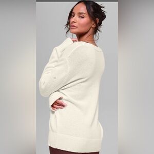 ALO Wool Cashmere V-Neck Sweater - Ivory